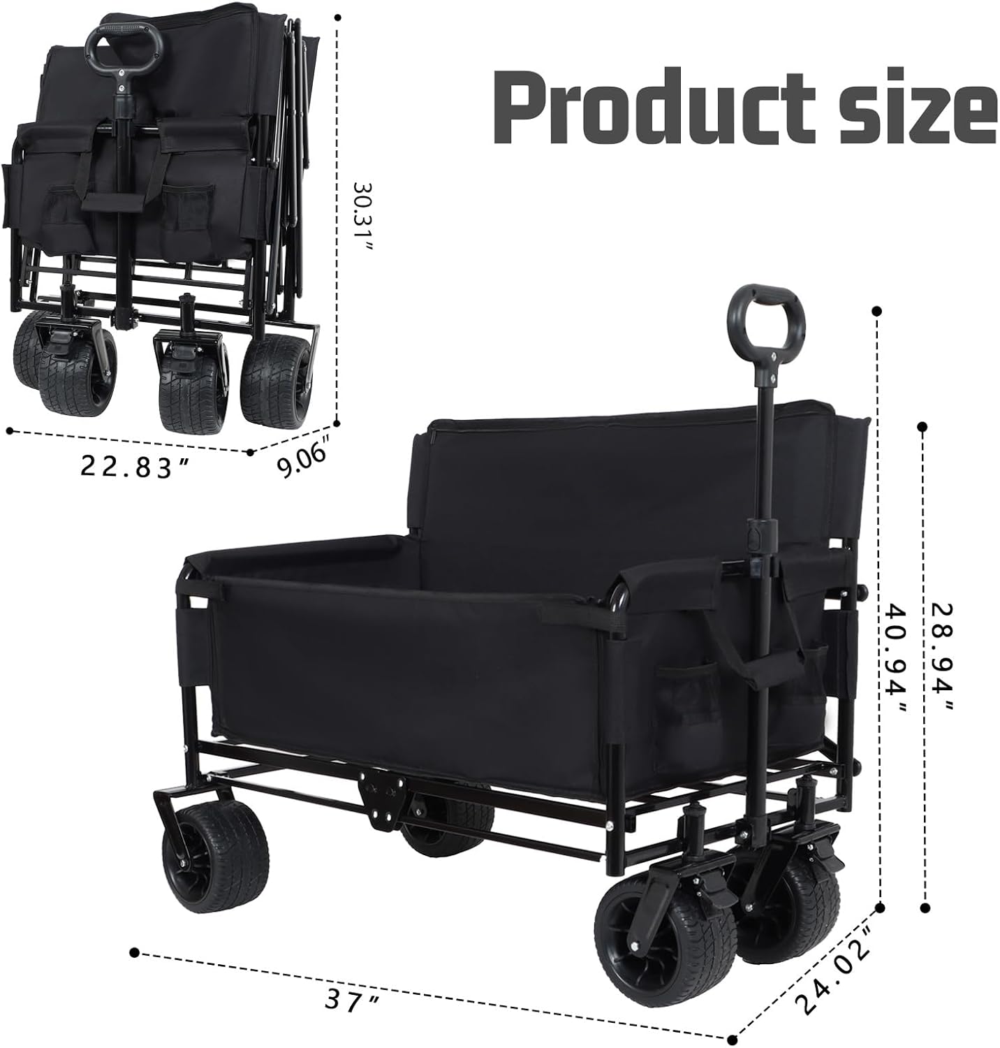 Q Transport 3-in-1 Folding Wagon Cart 500lb Bench Seat All-Terrain High Strength Series
