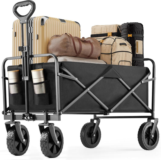 Q Transport 150L Foldable Wagon 400lb AT Wheels w/Drink Holders